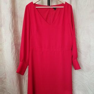 Ann Taylor Red Crepe Dress, V-neck